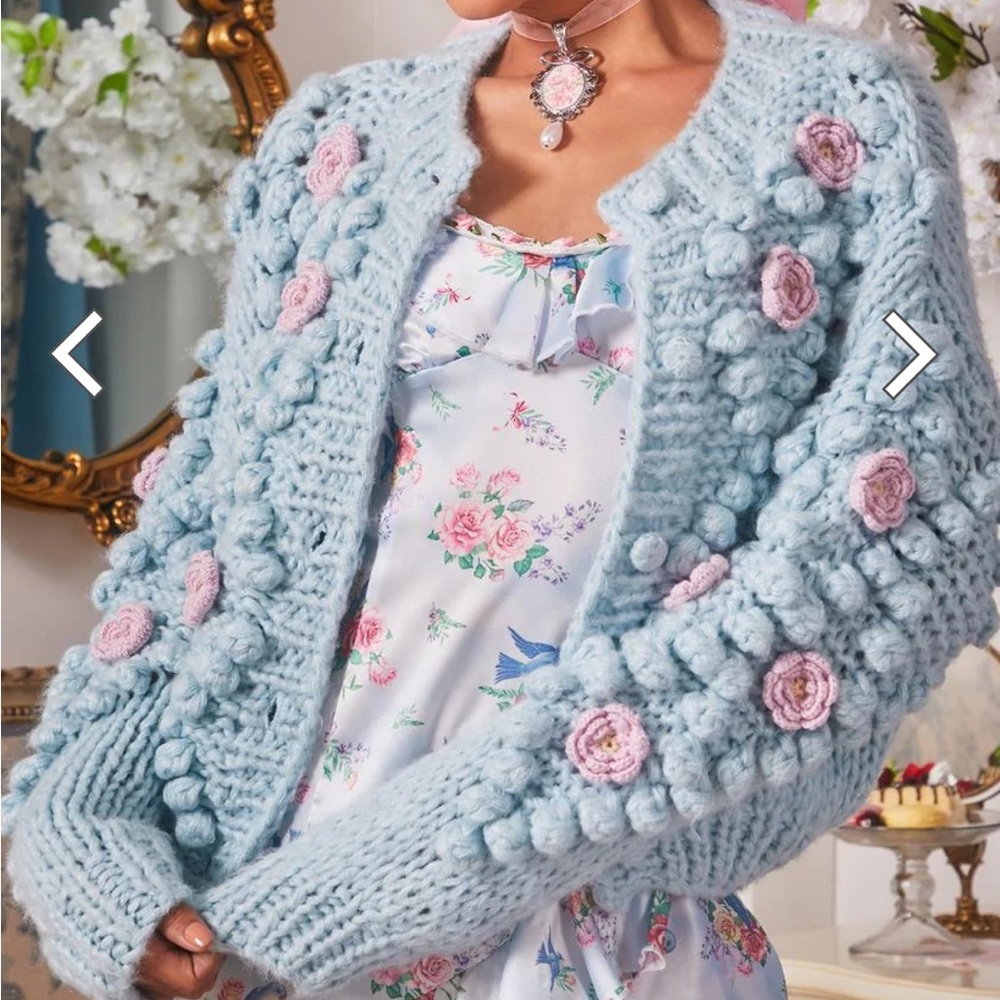 🍁🍂Sugar Thrillz Floral Cardigan🍁🍂LoveShackFancy Vibes! NWT! Size S! - Picture 3 of 9